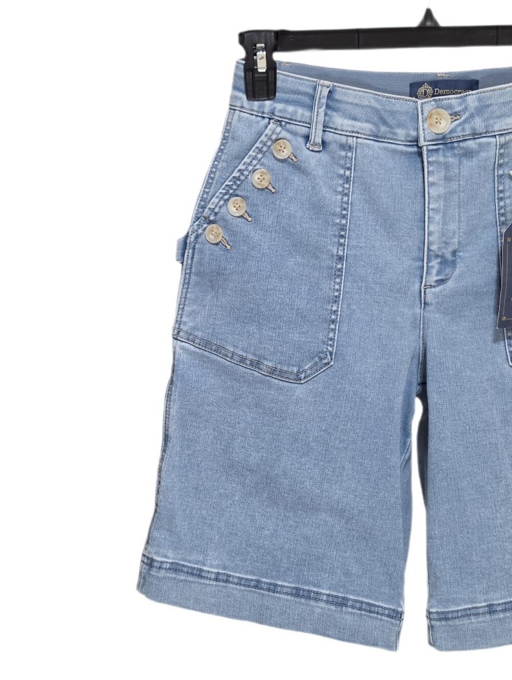 Democracy Carpenter Bermuda Denim Shorts Sailor Pockets Skyrise Ab Solution 4 - Picture 7 of 10